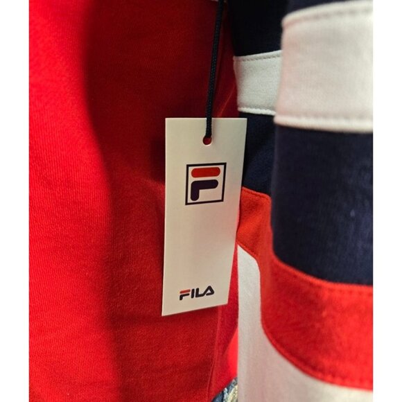 FILA Men’s Colorblock Logo Sweatshirt Navy/White/Red Long Sleeve Pullover Size S - Picture 5 of 12